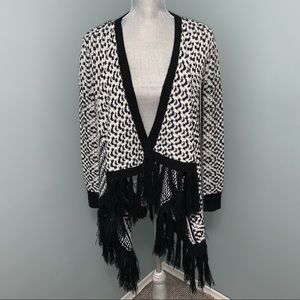 BETHANY MOTA oversized waterfall cardigan with fringe tassel long sleeve size XS